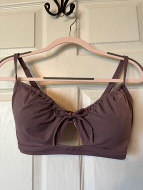 Mauve Tie-Front Bikini Top